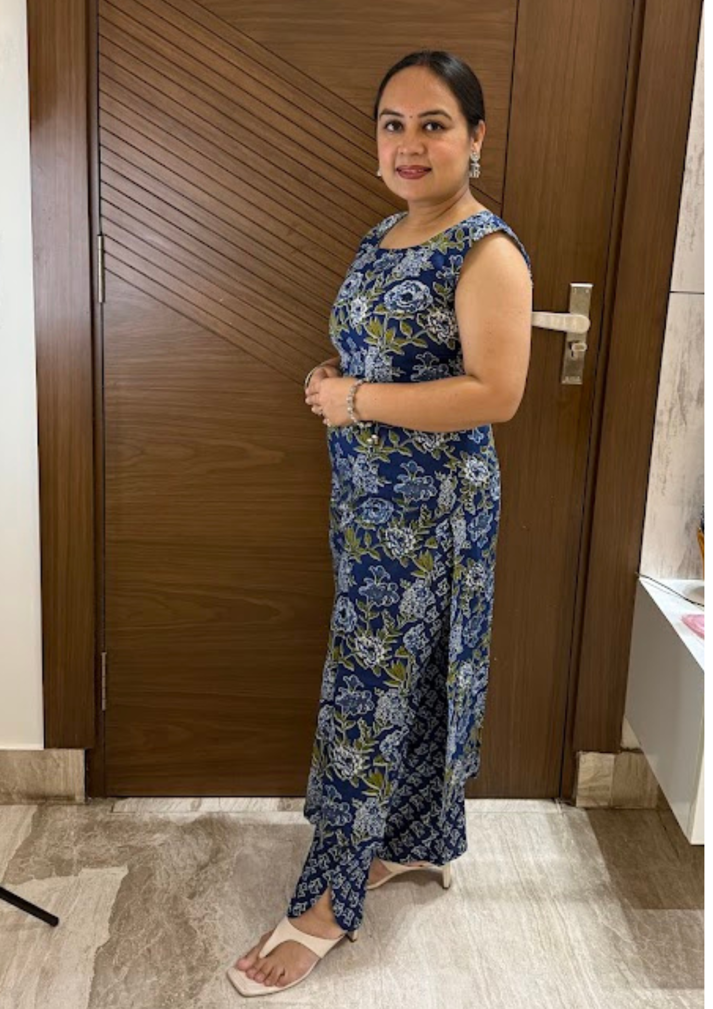 Nivira Indigo Floral Jaal Printed Sanganeri Cotton Co-Ord Set