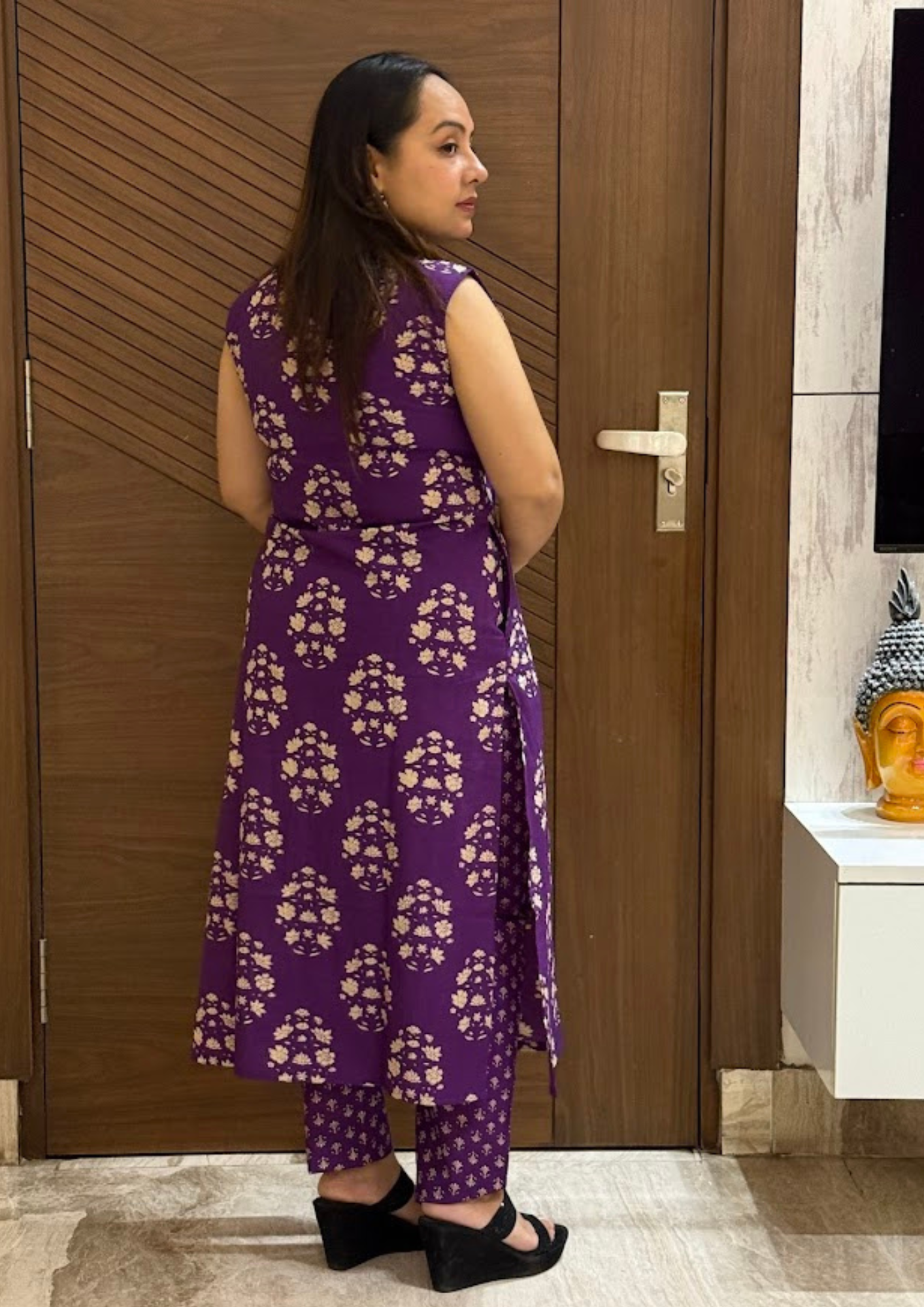 Zyara Voilet Floral Boota Printed Sanganeri Cotton Co-Ord Set