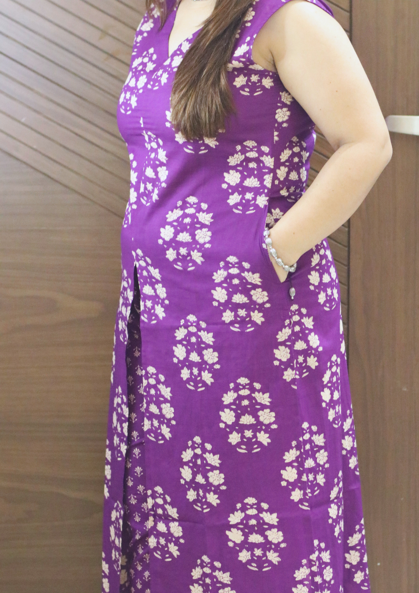 Zyara Voilet Floral Boota Printed Sanganeri Cotton Co-Ord Set